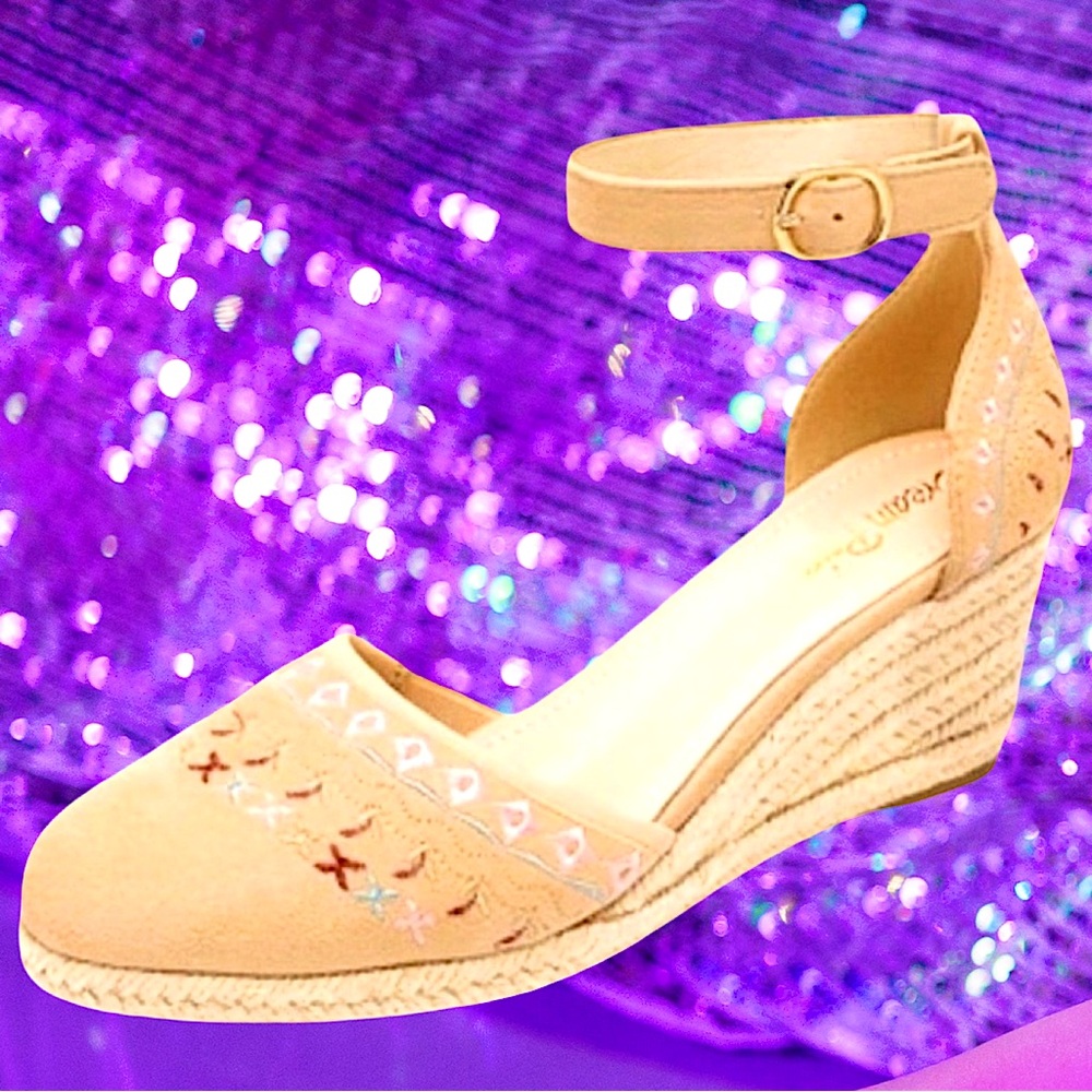 🆕Dream Pairs Women Amanda Nude Wedge heel Espadrilles Platform Sandals- sz. 11